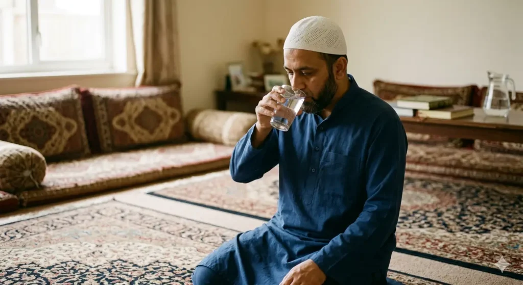 niche baith kar pani pine ke fayde — proven sunnat
