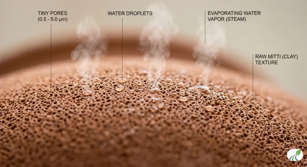 matke ke pores se evaporation kaise hoti hai